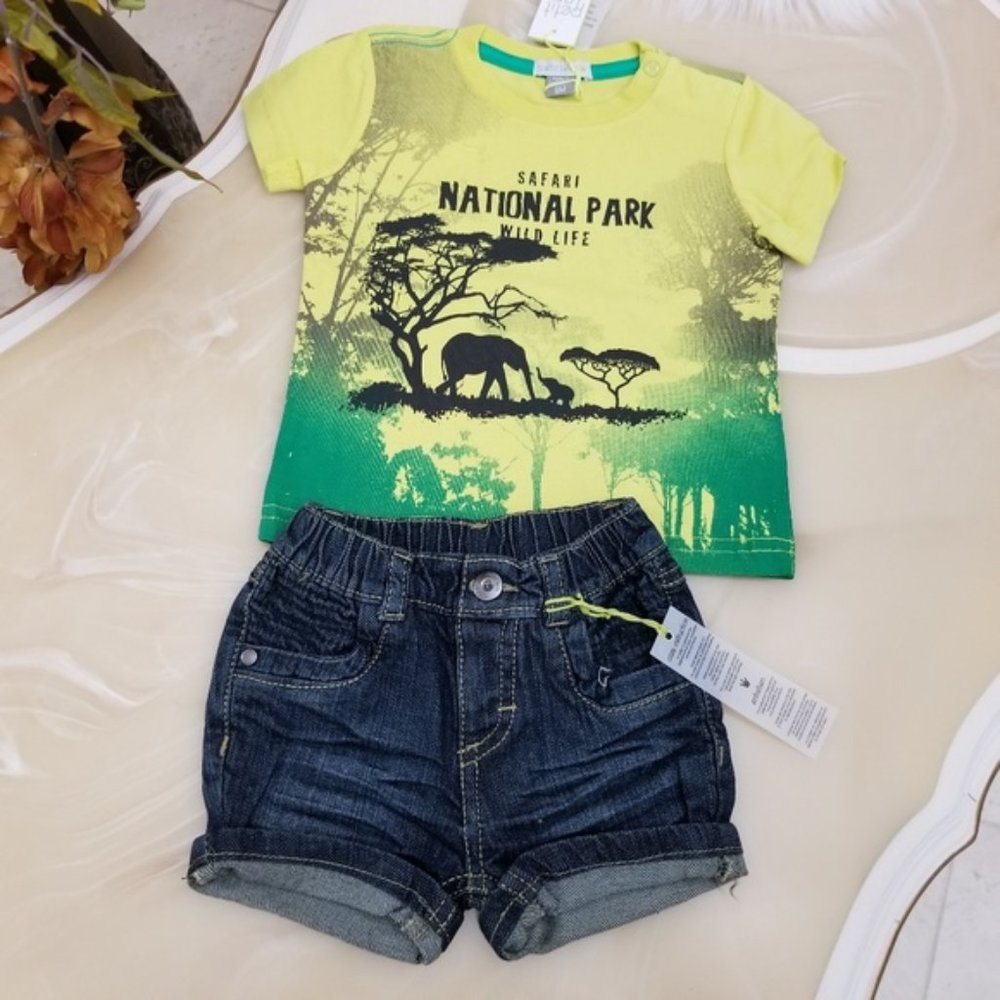 Petit Lem Baby Boy 2 Piece Set Tee and Shorts